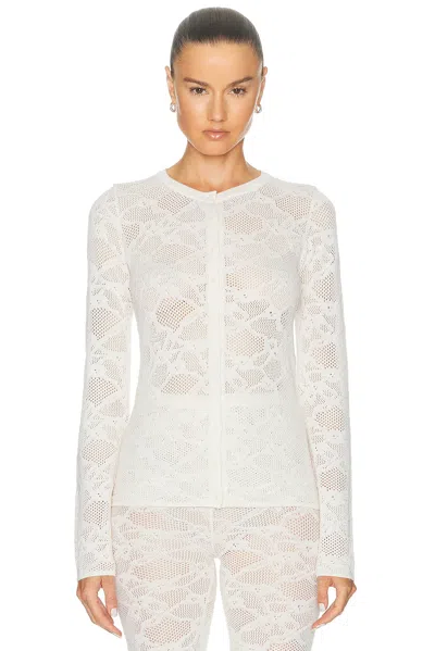 The Elder Statesman Pointelle Fitted Cardigan In Bone