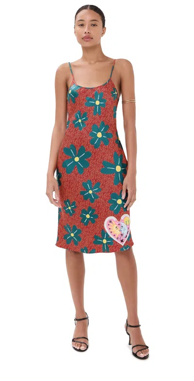 The Elder Statesman Print Silk Mini Dress Rusty Floral