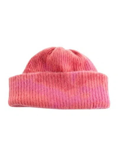 Pre-owned The Elder Statesman Printed Cashmere Beanie In Pink
