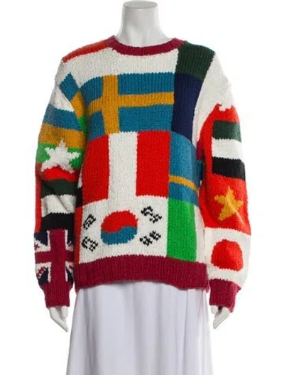 Pre-owned The Elder Statesman Printed Crew Neck Sweater W/ Tags In Red