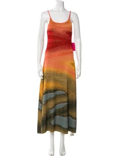 Pre-owned The Elder Statesman Printed Long Dress W/ Tags In Orange