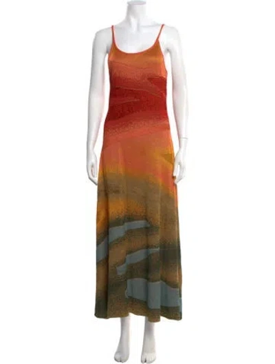 Pre-owned The Elder Statesman Printed Long Dress W/ Tags In Orange