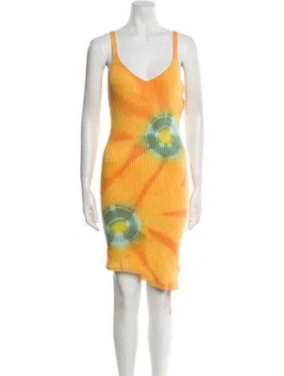 Pre-owned The Elder Statesman Printed Mini Dress In Orange