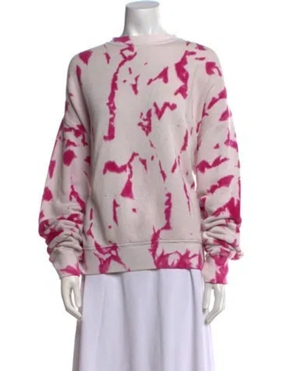 Pre-owned The Elder Statesman Printed Mock Neck Sweatshirt In Pink