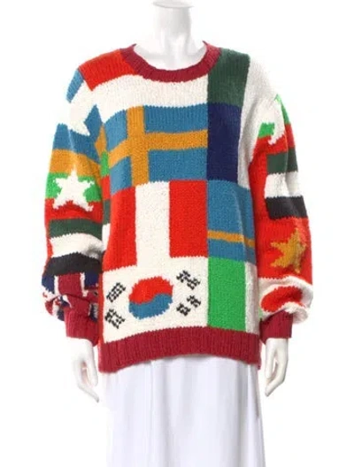 Pre-owned The Elder Statesman Printed Scoop Neck Sweater W/ Tags In Orange
