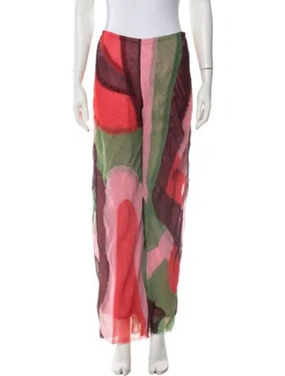 Pre-owned The Elder Statesman Printed Wide Leg Pants In Pink
