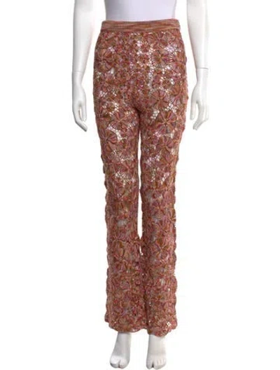Pre-owned The Elder Statesman Printed Wide Leg Pants W/ Tags In Pink