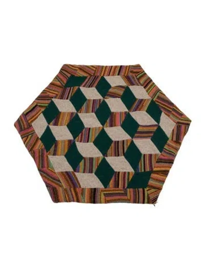 Pre-owned The Elder Statesman Quilted Geometric Throw Pillow In Orange