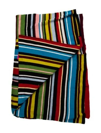 Pre-owned The Elder Statesman Racing Stripe Throw Blanket In Red