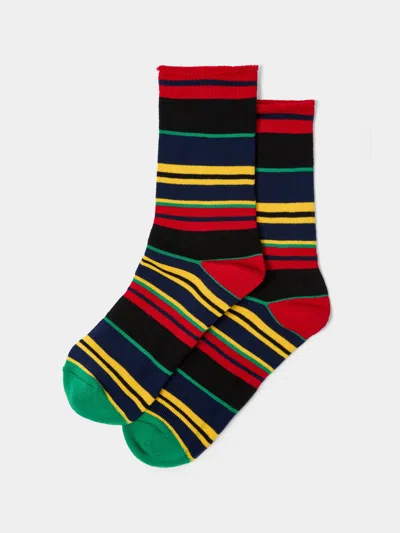 The Elder Statesman Rad Stripe Cotton Socks One Size  Abask Luxury Gift In Multi