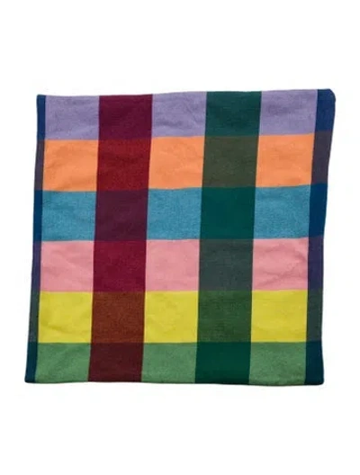 Pre-owned The Elder Statesman Rainbow Plaid Cashmere Pillow Sham In Green