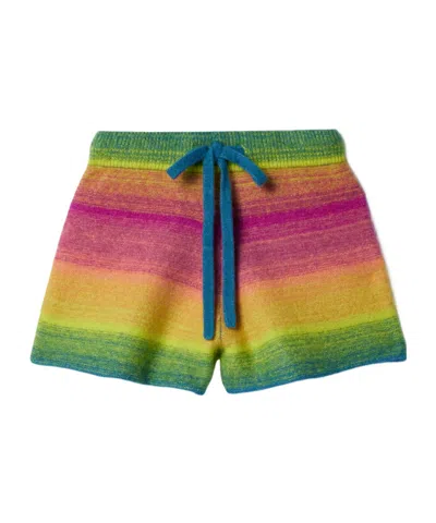 The Elder Statesman Rainbow Striped Shorts In Multi