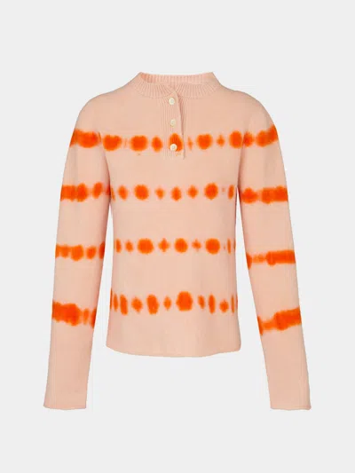 The Elder Statesman Rave-dye Cashmere Henley Sweater Size: S  Abask Luxury Gift In Pink