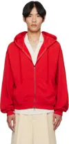 The Elder Statesman Red Daily Zip Hoodie In Red