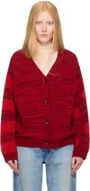 The Elder Statesman Red Stripe Polka Dot Swan Cardigan