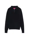The Elder Statesman Relaxed Half Zip Sweater Black In Black