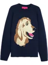 The Elder Statesman Retriever Intarsia Raglan Sleeve Cashmere Crewneck Sweater In Blue