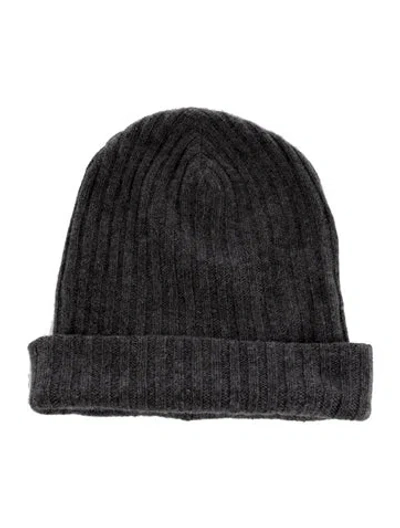 Pre-owned The Elder Statesman Rib Knit Cashmere Beanie In Grey