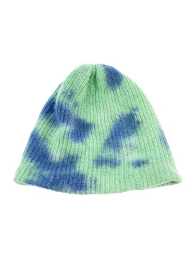 Pre-owned The Elder Statesman Ribbed Beanie In Blue/green