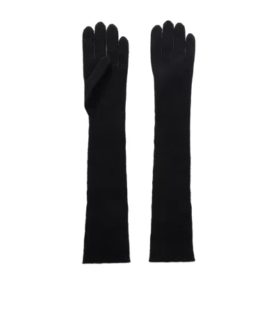 The Elder Statesman Ribbed Cashmere Gloves In Black