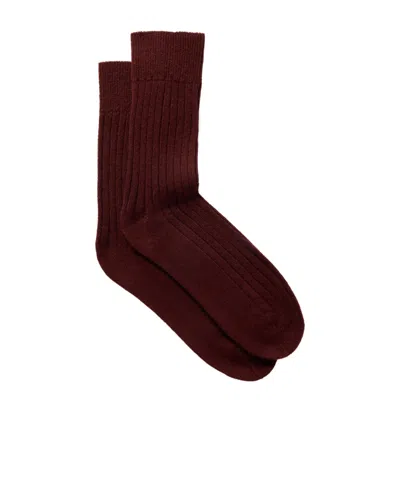 The Elder Statesman Ribbed Cashmere Socks In Burgundy