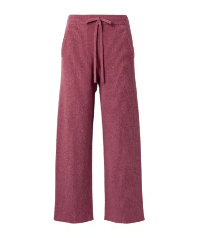 The Elder Statesman Ribbed Cashmere Track Pants In Red