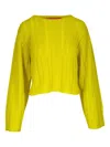 The Elder Statesman Ribbed Cropped Sweater In Yellow