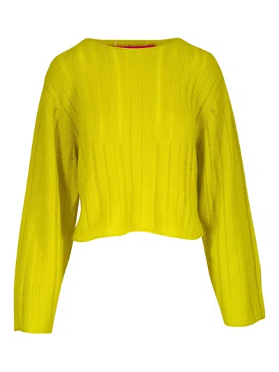 The Elder Statesman Ribbed Cropped Sweater In Yellow