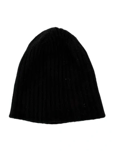 Pre-owned The Elder Statesman Ribbed Knit Beanie In Black