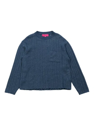 The Elder Statesman Ribbed-knit Sweater In Blue