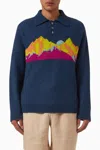 The Elder Statesman Rocky Mountain Rugby Sweater In Sea Blue Mountain In Multi