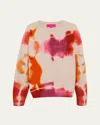 The Elder Statesman Rorschach Dyed Malibu Crew Cashmere Sweater In White W M