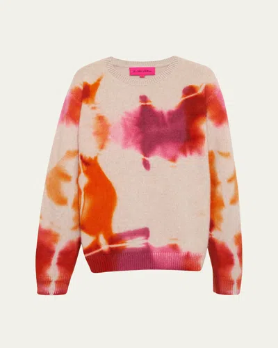 The Elder Statesman Rorschach Dyed Malibu Crew Cashmere Sweater In White W M