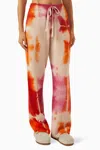 The Elder Statesman Rorshach Lounge Pant In White With Mulberry/persimmon In Multi