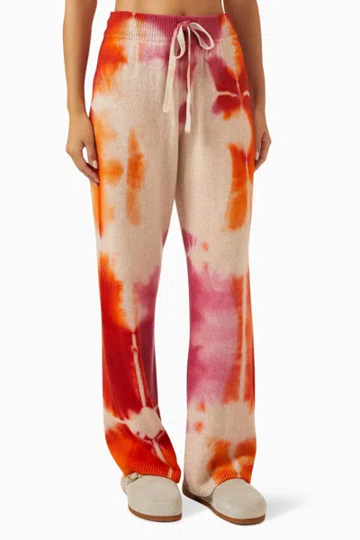 The Elder Statesman Rorshach Lounge Pant In White With Mulberry/persimmon In Multi