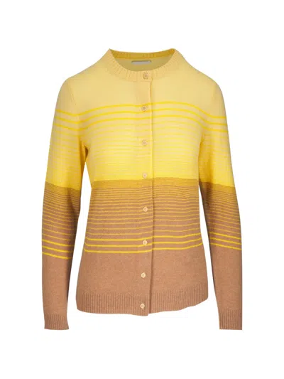 The Elder Statesman Ruth Gradient Cardigan In Yellow