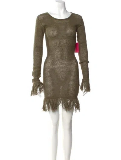 Pre-owned The Elder Statesman Scoop Neck Knee-length Dress W/ Tags In Green