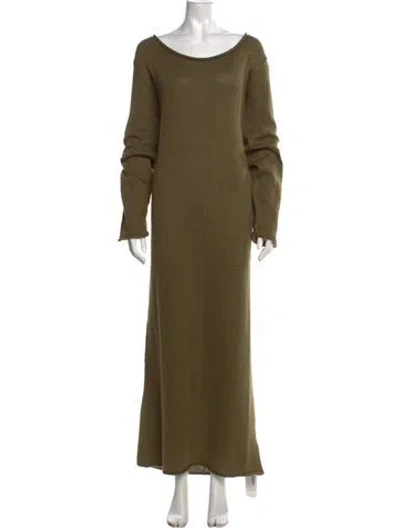 Pre-owned The Elder Statesman Scoop Neck Long Dress W/ Tags In Green