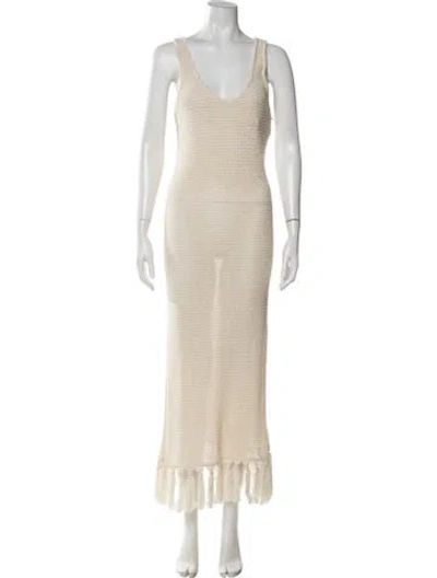 Pre-owned The Elder Statesman Scoop Neck Long Dress W/ Tags In Neutrals