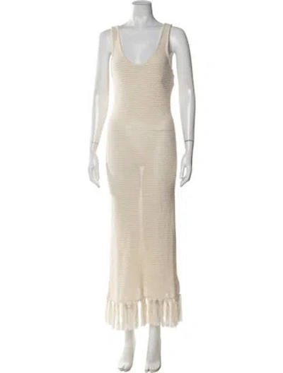 Pre-owned The Elder Statesman Scoop Neck Long Dress W/ Tags In Neutrals