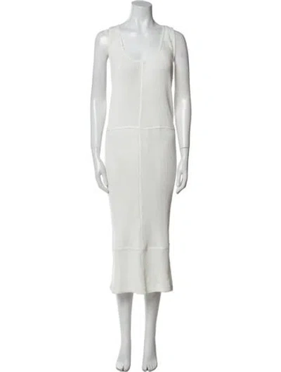 Pre-owned The Elder Statesman Scoop Neck Long Dress In White