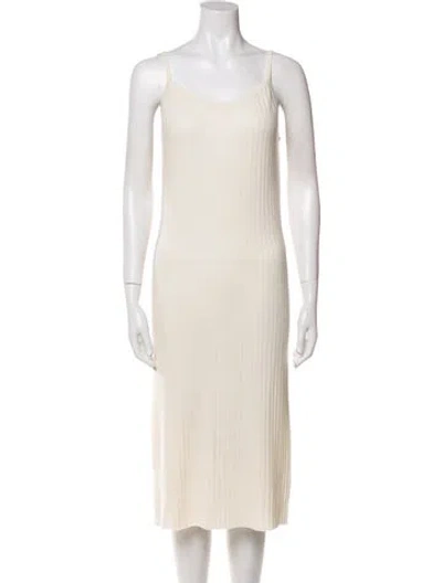Pre-owned The Elder Statesman Scoop Neck Midi Length Dress In Neutral