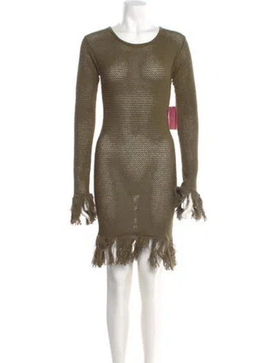 Pre-owned The Elder Statesman Scoop Neck Mini Dress W/ Tags In Green