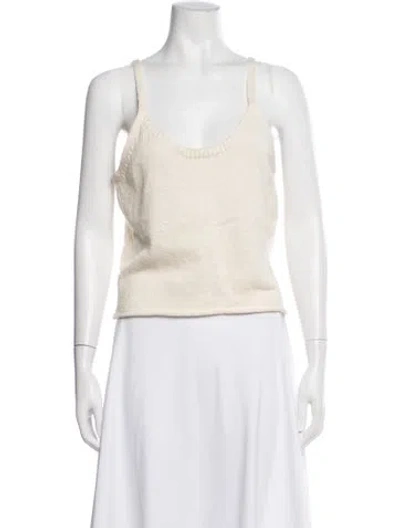 Pre-owned The Elder Statesman Scoop Neck Sweater W/ Tags In White