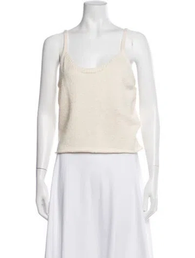 Pre-owned The Elder Statesman Scoop Neck Sweater W/ Tags In White