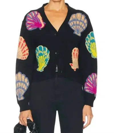 The Elder Statesman Shell Cardigan In Black