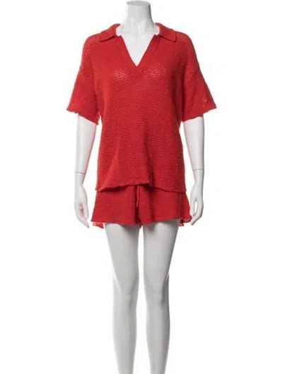 Pre-owned The Elder Statesman Short Set In Red