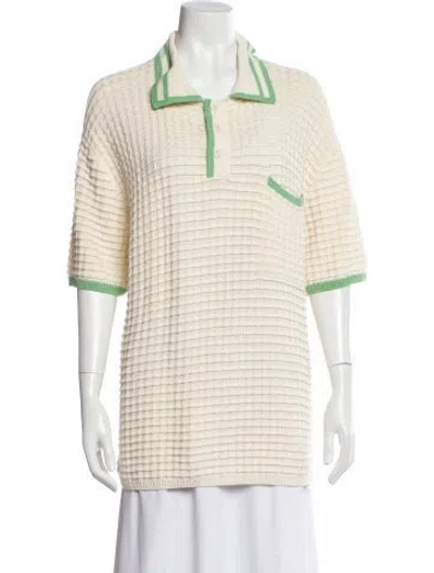 Pre-owned The Elder Statesman Short Sleeve Polo In Neutrals