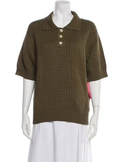 Pre-owned The Elder Statesman Short Sleeve Polo W/ Tags In Green