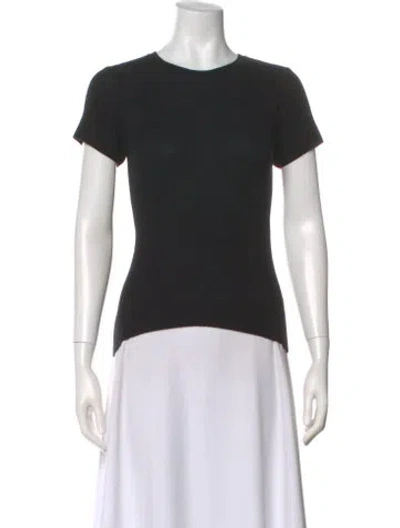 Pre-owned The Elder Statesman Silk Crew Neck T-shirt In Black